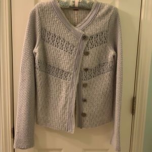 Free People Gray Knit Button up Cardigan